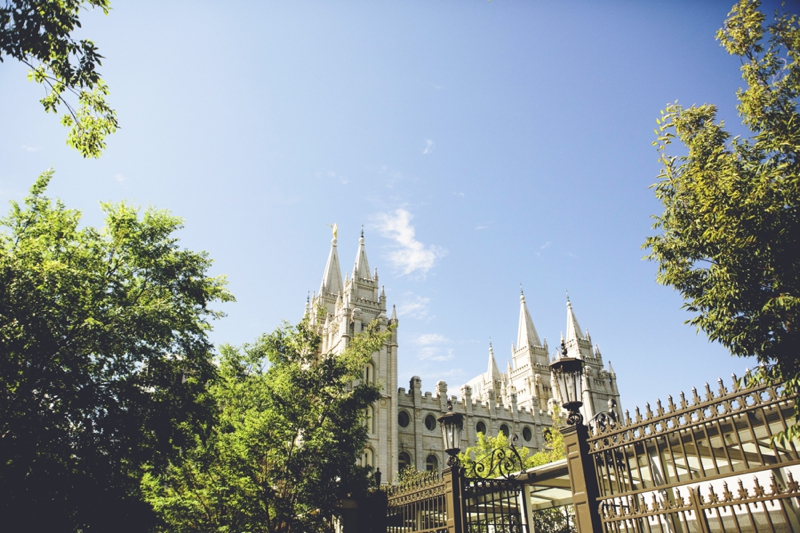 A beautiful summer wedding at the Salt Lake LDS Temple and reception at the Joseph Smith Memorial Building